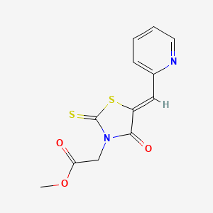 molecular formula C12H10N2O3S2 B3751225 Methyl 2-[4-oxo-5-(2-pyridylmethylene)-2-thioxo-1,3-thiazolidin-3-yl]acetate 