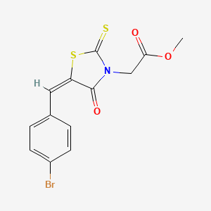molecular formula C13H10BrNO3S2 B3751238 METHYL 2-{5-[(4-BROMOPHENYL)METHYLIDENE]-4-OXO-2-SULFANYLIDENE-1,3-THIAZOLIDIN-3-YL}ACETATE 