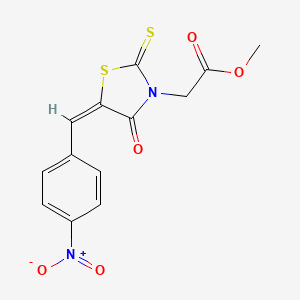 molecular formula C13H10N2O5S2 B3751265 methyl 2-[(5E)-5-[(4-nitrophenyl)methylidene]-4-oxo-2-sulfanylidene-1,3-thiazolidin-3-yl]acetate 