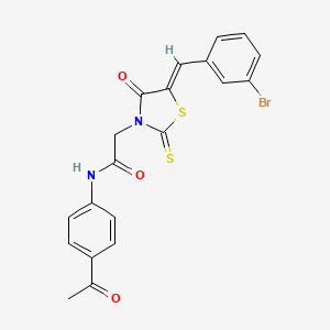 molecular formula C20H15BrN2O3S2 B3751399 N-(4-acetylphenyl)-2-[5-(3-bromobenzylidene)-4-oxo-2-thioxo-1,3-thiazolidin-3-yl]acetamide 