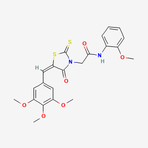 molecular formula C22H22N2O6S2 B3751478 N-(2-methoxyphenyl)-2-[(5E)-4-oxo-2-sulfanylidene-5-[(3,4,5-trimethoxyphenyl)methylidene]-1,3-thiazolidin-3-yl]acetamide 