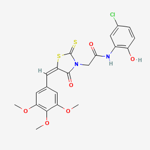 molecular formula C21H19ClN2O6S2 B3751480 N-(5-chloro-2-hydroxyphenyl)-2-[4-oxo-2-thioxo-5-(3,4,5-trimethoxybenzylidene)-1,3-thiazolidin-3-yl]acetamide 