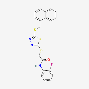molecular formula C21H16FN3OS3 B3751653 N-(2-fluorophenyl)-2-({5-[(naphthalen-1-ylmethyl)sulfanyl]-1,3,4-thiadiazol-2-yl}sulfanyl)acetamide 