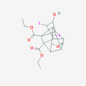 molecular formula C18H22I2O6 B375183 Diethyl 5,12-dihydroxy-6,11-diiodopentacyclo[6.4.0.02,10.03,7.04,9]dodecane-8,9-dicarboxylate 
