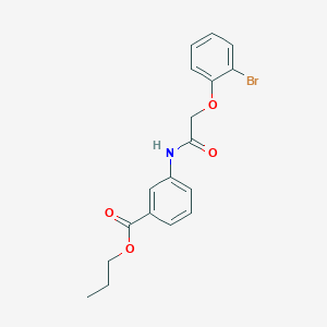 molecular formula C18H18BrNO4 B3751832 PROPYL 3-[2-(2-BROMOPHENOXY)ACETAMIDO]BENZOATE 
