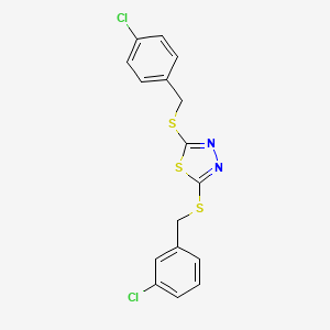 molecular formula C16H12Cl2N2S3 B3752090 2-[(3-Chlorobenzyl)sulfanyl]-5-[(4-chlorobenzyl)sulfanyl]-1,3,4-thiadiazole 