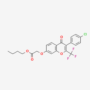 molecular formula C22H18ClF3O5 B3752184 BUTYL 2-{[3-(4-CHLOROPHENYL)-4-OXO-2-(TRIFLUOROMETHYL)-4H-CHROMEN-7-YL]OXY}ACETATE 