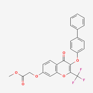 molecular formula C25H17F3O6 B3752571 METHYL 2-[(3-{[1,1'-BIPHENYL]-4-YLOXY}-4-OXO-2-(TRIFLUOROMETHYL)-4H-CHROMEN-7-YL)OXY]ACETATE 