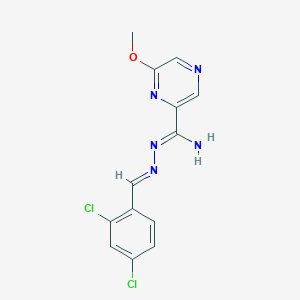molecular formula C13H11Cl2N5O B375290 Hydrazine, N-amino(6-methoxypyrazin-2-yl)methylene-N'-(2,4-dichlorobenzylideno)- 
