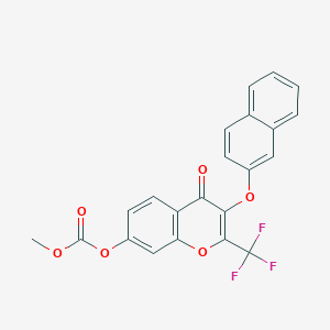 molecular formula C22H13F3O6 B3752942 methyl 3-(2-naphthyloxy)-4-oxo-2-(trifluoromethyl)-4H-chromen-7-yl carbonate 