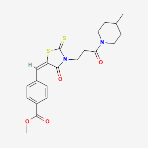 molecular formula C21H24N2O4S2 B3753033 methyl 4-({3-[3-(4-methyl-1-piperidinyl)-3-oxopropyl]-4-oxo-2-thioxo-1,3-thiazolidin-5-ylidene}methyl)benzoate 
