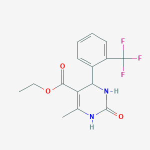 molecular formula C15H15F3N2O3 B375313 Ethyl 6-methyl-2-oxo-4-[2-(trifluoromethyl)phenyl]-1,2,3,4-tetrahydro-5-pyrimidinecarboxylate CAS No. 112080-29-2