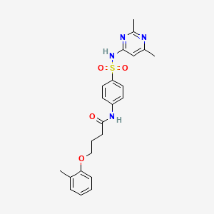 molecular formula C23H26N4O4S B3753305 N-[4-(2,6-Dimethyl-pyrimidin-4-ylsulfamoyl)-phenyl]-4-o-tolyloxy-butyramide 