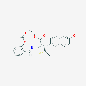 molecular formula C29H27NO5S B375381 Ethyl 2-{[2-(acetyloxy)-4-methylbenzylidene]amino}-4-(6-methoxy-2-naphthyl)-5-methyl-3-thiophenecarboxylate 