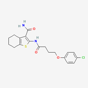 molecular formula C19H21ClN2O3S B3753876 2-{[4-(4-chlorophenoxy)butanoyl]amino}-4,5,6,7-tetrahydro-1-benzothiophene-3-carboxamide 