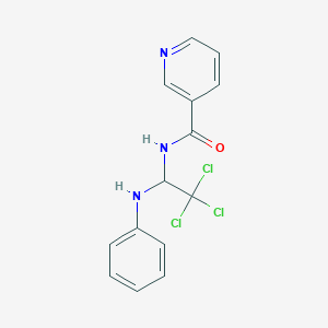molecular formula C14H12Cl3N3O B375391 N-(1-anilino-2,2,2-trichloroethyl)nicotinamide 