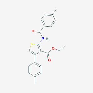molecular formula C22H21NO3S B375398 Ethyl 2-[(4-methylbenzoyl)amino]-4-(4-methylphenyl)-3-thiophenecarboxylate CAS No. 312939-74-5