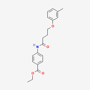 molecular formula C20H23NO4 B3754128 ethyl 4-{[4-(3-methylphenoxy)butanoyl]amino}benzoate 