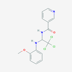 molecular formula C15H14Cl3N3O2 B375415 N-{2,2,2-TRICHLORO-1-[(2-METHOXYPHENYL)AMINO]ETHYL}PYRIDINE-3-CARBOXAMIDE 