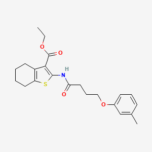 molecular formula C22H27NO4S B3754155 Ethyl 2-[4-(3-methylphenoxy)butanoylamino]-4,5,6,7-tetrahydro-1-benzothiophene-3-carboxylate 