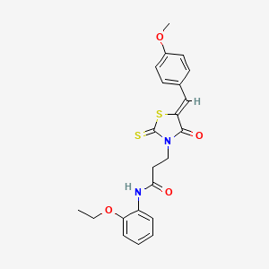 molecular formula C22H22N2O4S2 B3754456 N-(2-ethoxyphenyl)-3-[5-(4-methoxybenzylidene)-4-oxo-2-thioxo-1,3-thiazolidin-3-yl]propanamide 