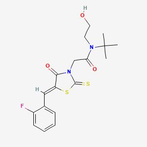 molecular formula C18H21FN2O3S2 B3754498 N-(tert-butyl)-2-[5-(2-fluorobenzylidene)-4-oxo-2-thioxo-1,3-thiazolidin-3-yl]-N-(2-hydroxyethyl)acetamide 