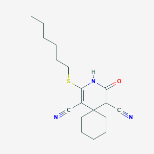 2-(Hexylsulfanyl)-4-oxo-3-azaspiro[5.5]undec-1-ene-1,5-dicarbonitrile