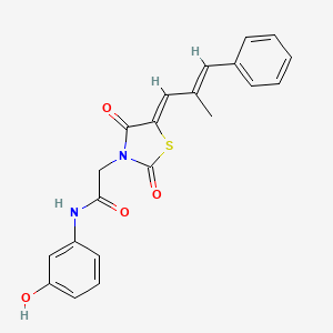 molecular formula C21H18N2O4S B3754816 N-(3-hydroxyphenyl)-2-[5-(2-methyl-3-phenyl-2-propen-1-ylidene)-2,4-dioxo-1,3-thiazolidin-3-yl]acetamide 