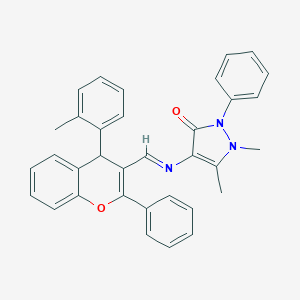 1,5-dimethyl-4-({[4-(2-methylphenyl)-2-phenyl-4H-chromen-3-yl]methylene}amino)-2-phenyl-1,2-dihydro-3H-pyrazol-3-one