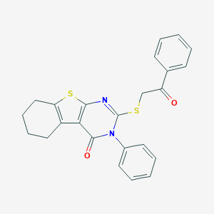 molecular formula C24H20N2O2S2 B375533 2-Phenacylsulfanyl-3-phenyl-5,6,7,8-tetrahydro-[1]benzothiolo[2,3-d]pyrimidin-4-one CAS No. 144316-11-0