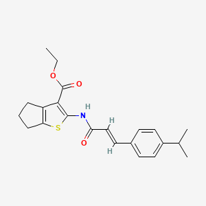 molecular formula C22H25NO3S B3755380 ethyl 2-{[3-(4-isopropylphenyl)acryloyl]amino}-5,6-dihydro-4H-cyclopenta[b]thiophene-3-carboxylate 