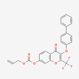 molecular formula C26H17F3O6 B3755566 allyl 3-(4-biphenylyloxy)-4-oxo-2-(trifluoromethyl)-4H-chromen-7-yl carbonate 