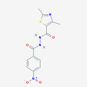 molecular formula C13H12N4O4S B375570 N'-{4-nitrobenzoyl}-2,4-dimethyl-1,3-thiazole-5-carbohydrazide 