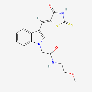 molecular formula C17H17N3O3S2 B3755919 N-(2-methoxyethyl)-2-{3-[(4-oxo-2-thioxo-1,3-thiazolidin-5-ylidene)methyl]-1H-indol-1-yl}acetamide 
