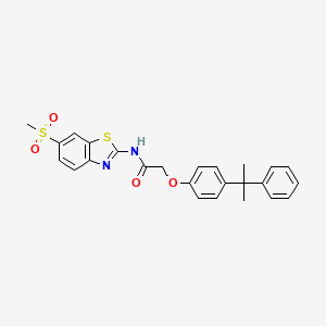 molecular formula C25H24N2O4S2 B3755925 N-(6-methylsulfonyl-1,3-benzothiazol-2-yl)-2-[4-(2-phenylpropan-2-yl)phenoxy]acetamide 