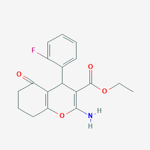 molecular formula C18H18FNO4 B375600 ethyl 2-amino-4-(2-fluorophenyl)-5-oxo-5,6,7,8-tetrahydro-4H-chromene-3-carboxylate CAS No. 326915-24-6