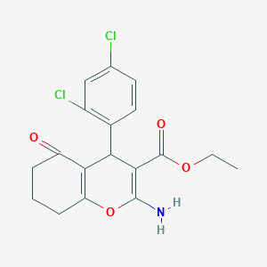 molecular formula C18H17Cl2NO4 B375604 ethyl 2-amino-4-(2,4-dichlorophenyl)-5-oxo-5,6,7,8-tetrahydro-4H-chromene-3-carboxylate CAS No. 329934-95-4