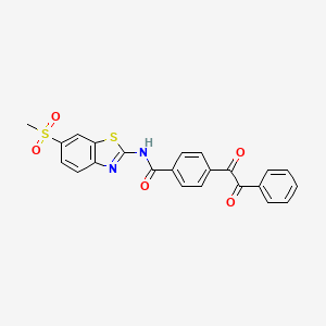 molecular formula C23H16N2O5S2 B3756068 N-[6-(methylsulfonyl)-1,3-benzothiazol-2-yl]-4-[oxo(phenyl)acetyl]benzamide 