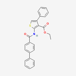 molecular formula C26H21NO3S B3756091 ethyl 2-[(4-biphenylylcarbonyl)amino]-4-phenyl-3-thiophenecarboxylate 