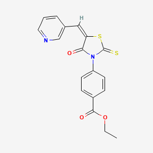 molecular formula C18H14N2O3S2 B3756103 ethyl 4-[(5E)-4-oxo-5-(pyridin-3-ylmethylidene)-2-sulfanylidene-1,3-thiazolidin-3-yl]benzoate 
