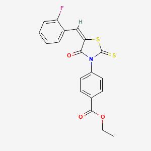 molecular formula C19H14FNO3S2 B3756107 ethyl 4-[5-(2-fluorobenzylidene)-4-oxo-2-thioxo-1,3-thiazolidin-3-yl]benzoate 
