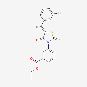 molecular formula C19H14ClNO3S2 B3756127 ethyl 3-[5-(3-chlorobenzylidene)-4-oxo-2-thioxo-1,3-thiazolidin-3-yl]benzoate 