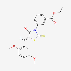 molecular formula C21H19NO5S2 B3756135 ethyl 3-[5-(2,5-dimethoxybenzylidene)-4-oxo-2-thioxo-1,3-thiazolidin-3-yl]benzoate 