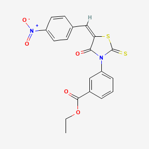 molecular formula C19H14N2O5S2 B3756136 ethyl 3-[5-(4-nitrobenzylidene)-4-oxo-2-thioxo-1,3-thiazolidin-3-yl]benzoate 