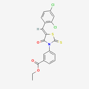 molecular formula C19H13Cl2NO3S2 B3756141 ethyl 3-[5-(2,4-dichlorobenzylidene)-4-oxo-2-thioxo-1,3-thiazolidin-3-yl]benzoate 