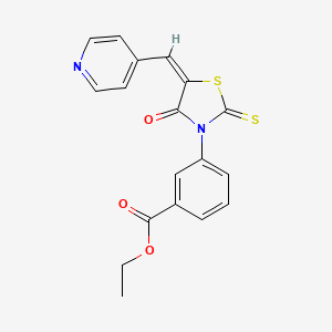molecular formula C18H14N2O3S2 B3756159 ethyl 3-[(5E)-4-oxo-5-(pyridin-4-ylmethylidene)-2-sulfanylidene-1,3-thiazolidin-3-yl]benzoate 