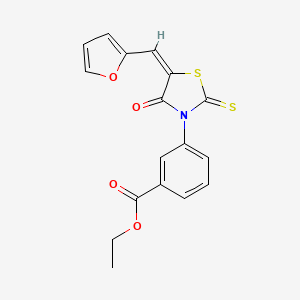 molecular formula C17H13NO4S2 B3756174 ethyl 3-[5-(2-furylmethylene)-4-oxo-2-thioxo-1,3-thiazolidin-3-yl]benzoate 