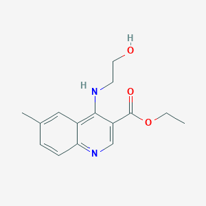 molecular formula C15H18N2O3 B3756200 4-(2-Hydroxy-ethylamino)-6-methyl-quinoline-3-carboxylic acid ethyl ester 
