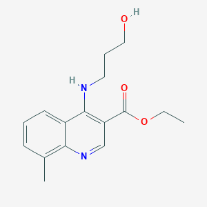 molecular formula C16H20N2O3 B3756241 Ethyl 4-[(3-hydroxypropyl)amino]-8-methylquinoline-3-carboxylate 