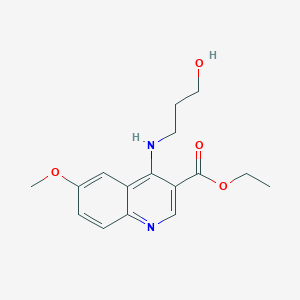 molecular formula C16H20N2O4 B3756267 Ethyl 4-[(3-hydroxypropyl)amino]-6-methoxyquinoline-3-carboxylate 